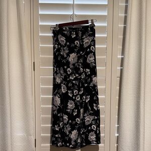 Floral Black and White Maxi Skirt